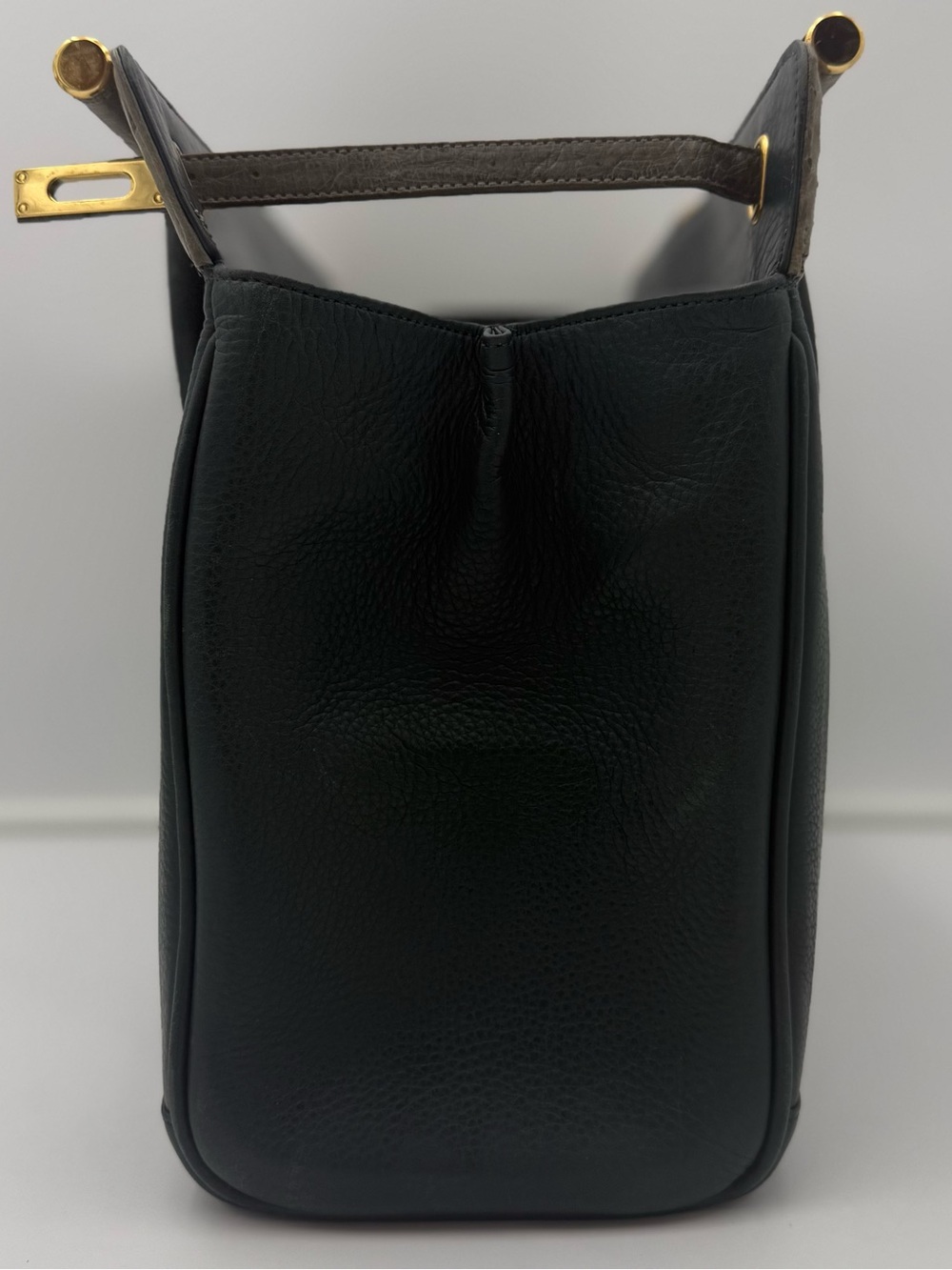 🗼CÉLENCEE GINZA Blue Green / Grey Touch Exotic OSTRICH Loom Bag • Made in JAPAN - Picture 13 of 16